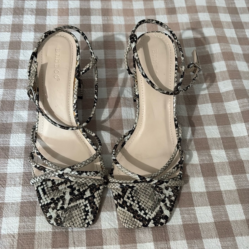 Bamboo Snakeskin Sandal With Heel size 7.5